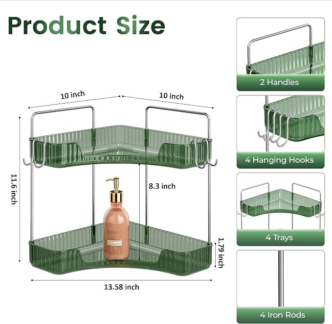 Corner Counter Organizer, 2-Tier Bathroom & Kitchen Storage Tray - Image 2