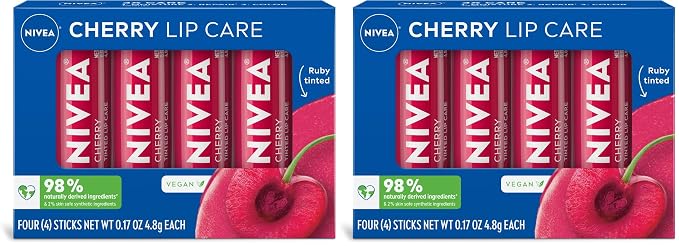 NIVEA Cherry Lip Care, Ruby Tinted Lip Balm Pack by Nivea