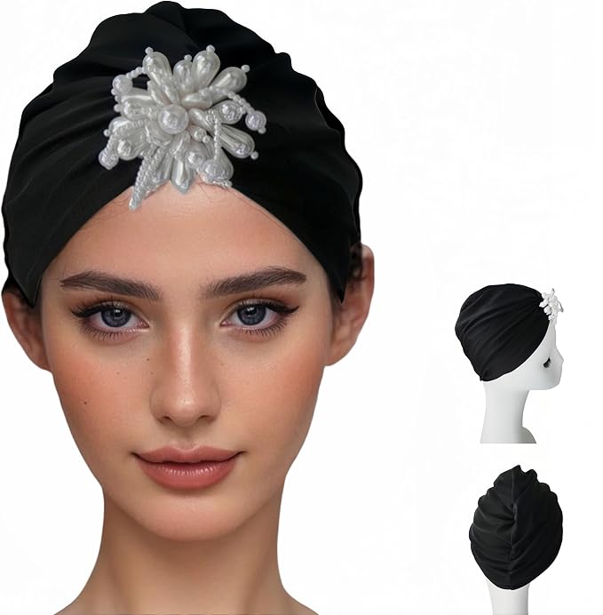 Swim Caps Women Turban Adult Retro Pearl SwimCap by Fortheluckyyou