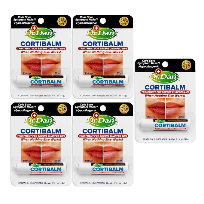 Dr. Dan's Cortibalm-5 Pack- for Dry Cracked Lips- Healing Lip Balm for Severely by DrDans