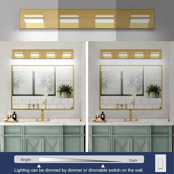 SineRise LED Modern Bathroom Vanity Light Fixtures, Brass Modern Acrylic - Image 5