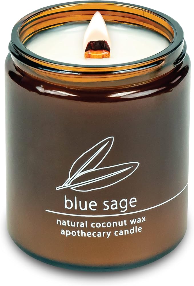 Hemlock Park Blue Sage Apothecary Hand-Poured Scented Candle | Crackling Wood by HemlockPark