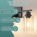 Ascher Bathroom Light Fixtures, 3-Light Vanity Light Over Mirror, Matte Black - Image 6