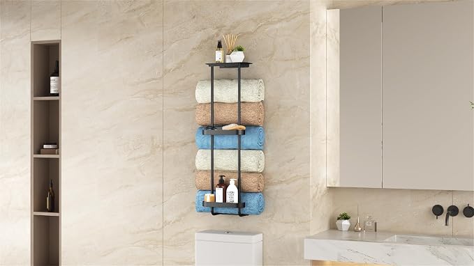 STWWO Bathroom Towel Storage, 36.4 Inch Towel Racks - Image 3