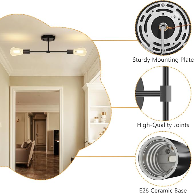 FadimiKoo 2-Light Black Bathroom Lighting Over Mirror, Modern Sconces Wall - Image 3