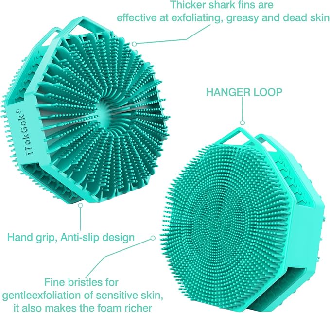 iTokGoK® Premium Silver-Infused 2-in-1 Silicone Body Scrubber, Double-Sided - Image 5
