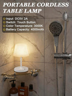 Kakanuo White Cordless Shower Lamp Waterproof, Rechargeable Table Lamp - Image 4