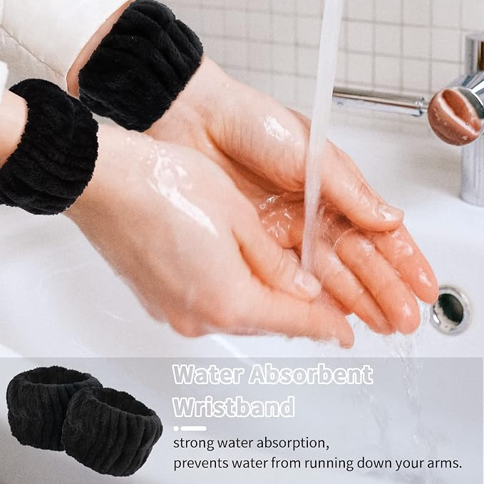 WHAVEL 6PCS Spa Headband and Wristbands Set, Face Wash Headband Wrist Bands - Image 3
