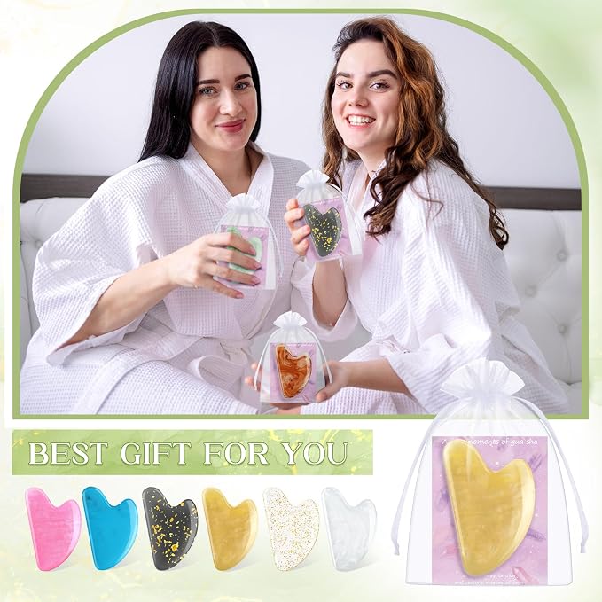 Sherr 24 Sets Gua Sha Facial Tools Bulk Resin Heart Shaped Guasha Boards - Image 4