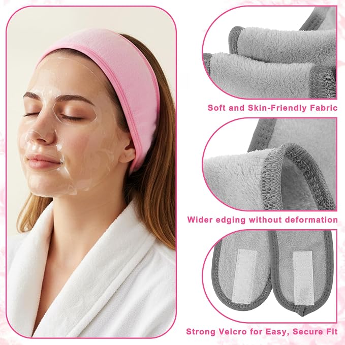 3Pcs Facial Spa Headband, Adjustable Face Wash Headscarf - Image 5