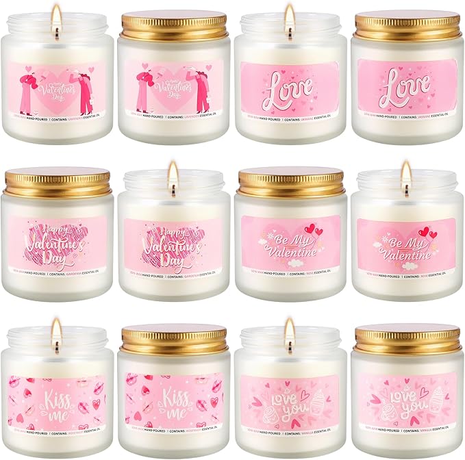 Set of 12 Valentines Scented Candles -3.5oz Romantic Candle Gifts - Image 3