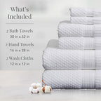 NY Loft 100% Cotton 6 Piece Bath Towel Set | White Towels | Oeko-TEX® Standard - Image 2
