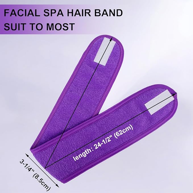 TopTie 4PCS Spa Facial Headband Skincare Makeup Head Wrap Adjustable Terry - Image 2
