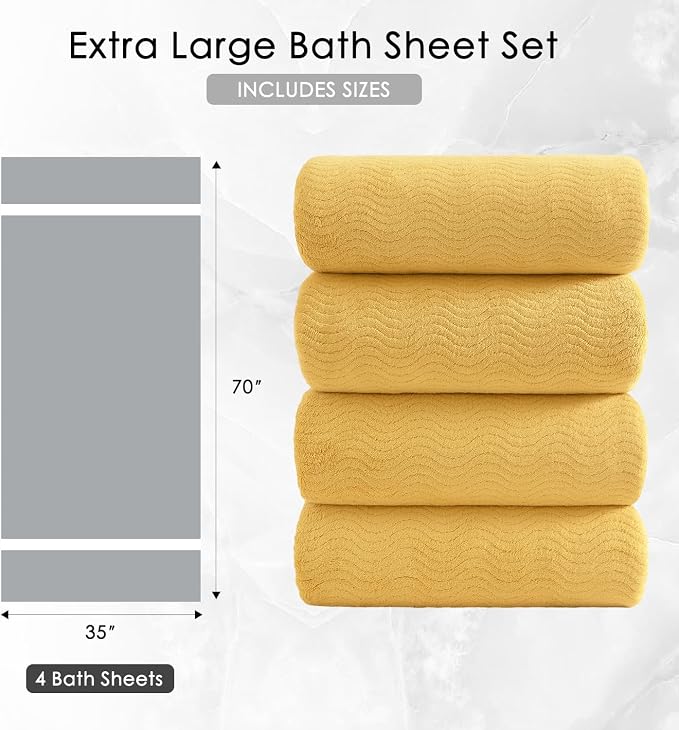 4 Piece Extra Large Bath Towel 35"x70" Oversized Bath Sheet Bath Towel Set - Image 2