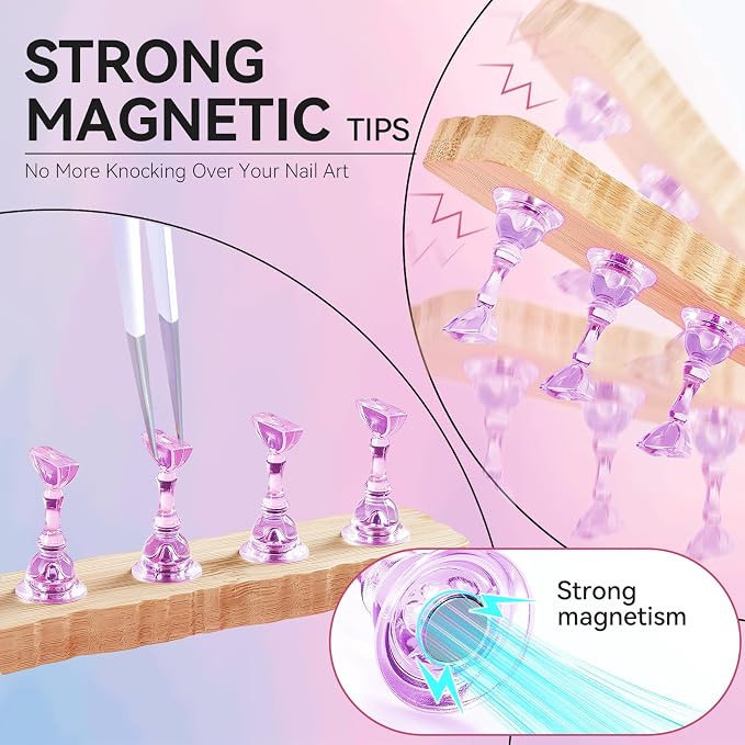 Nail Stand for Press On Art Display Practice 2 Sets, 1 Heart Acrylic Magnetic - Image 3