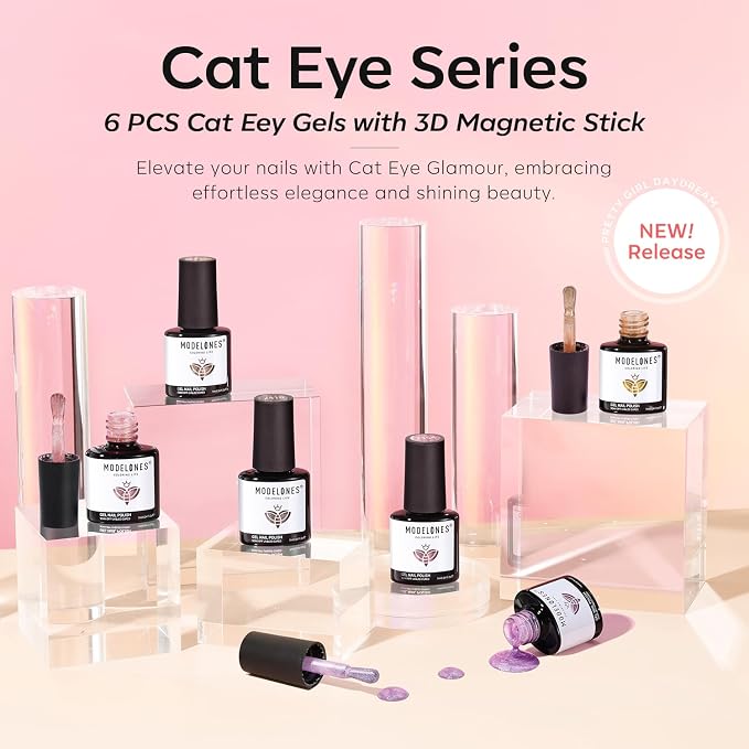 modelones Cat Eye Gel Nail Polish 6 Colors Nude Pink Brown Purple Cat Eye Nail - Image 8