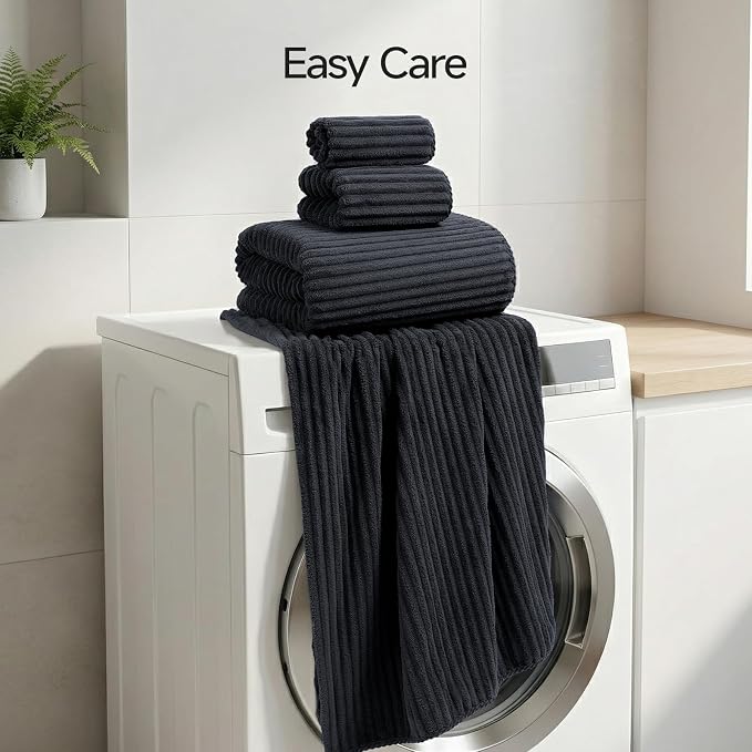 REDKISS Black Bath Towels Set 8 Piece - Image 8
