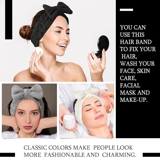 3 Pieces Towel Headbands for Women Makeup Headband for Washing Face Makeup Spa - Image 5