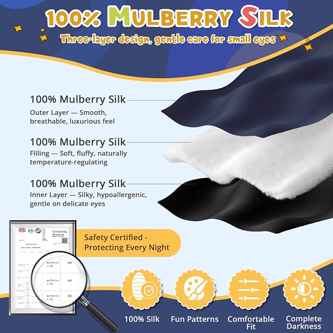 Silk Kids Sleep Mask: 100% Mulberry Silk Eye Mask, Sleeping Masks - Image 3