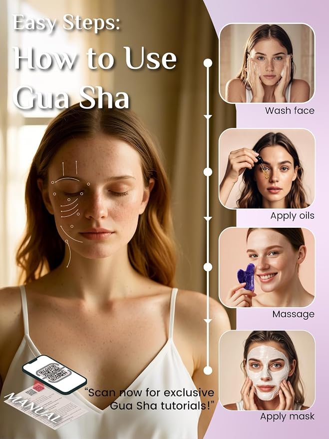 Rena Chris Gua Sha Facial Tools: Natural Amethyst Guasha Tool - Image 4
