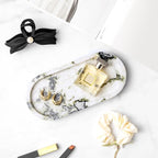 WORHE Natural Marble Vanity Tray Luxury Oval Stone Trays - Image 4