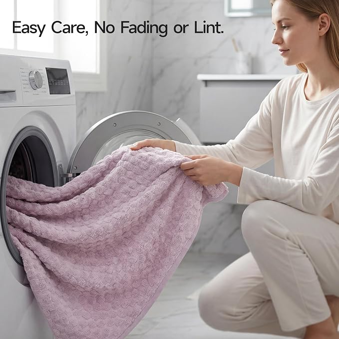 REDKISS 4 Pack Purple Microfiber Bath Towels - Image 8