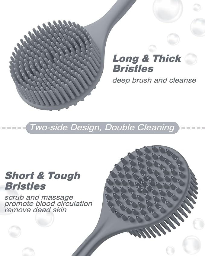 Manmihealth Silicone Back Scrubber & Soft Bath Glove Set 4 PCS, - Image 3