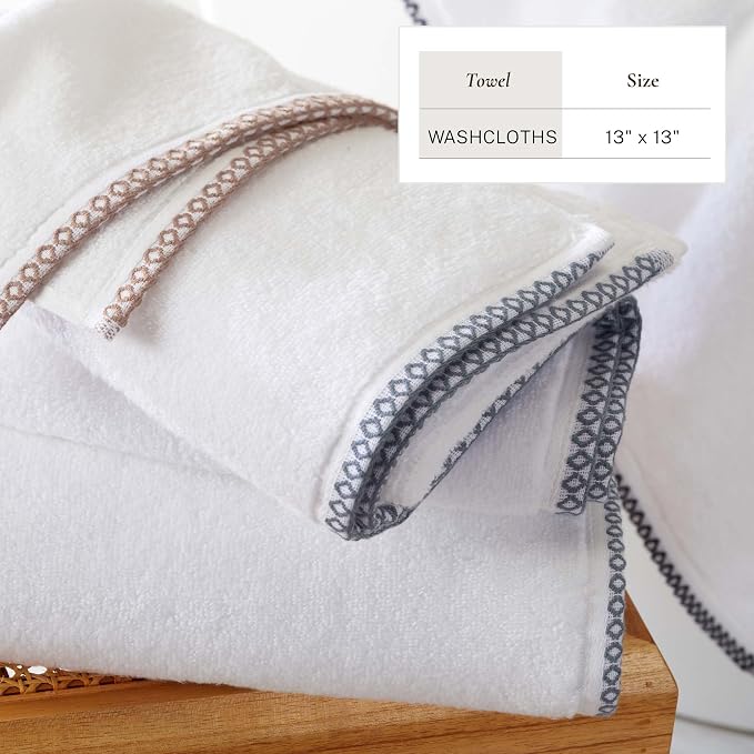 Great Bay Home White/Rosewood Washcloth Set - Image 6