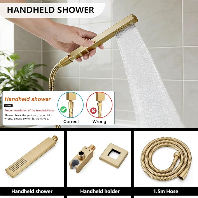 Midanya Shower System with Tub Spout, Bathtub Shower Faucet Set with Square - Image 7