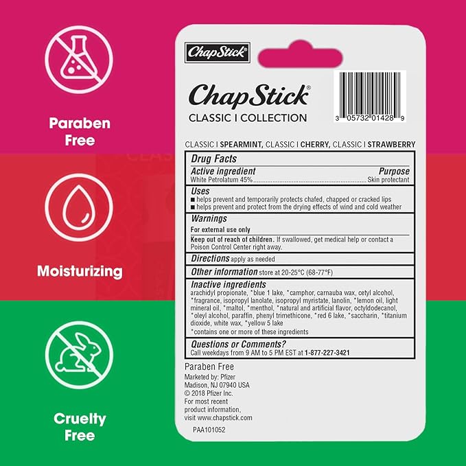 ChapStick Lip Care Set, Classic Collection 3-Pack – Spearmint, and Strawberry - Image 2
