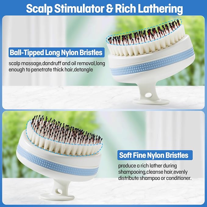 Scalp Massager with Double-Layer Bristles, Anti-Slip Rich-Lathering Hair - Image 2