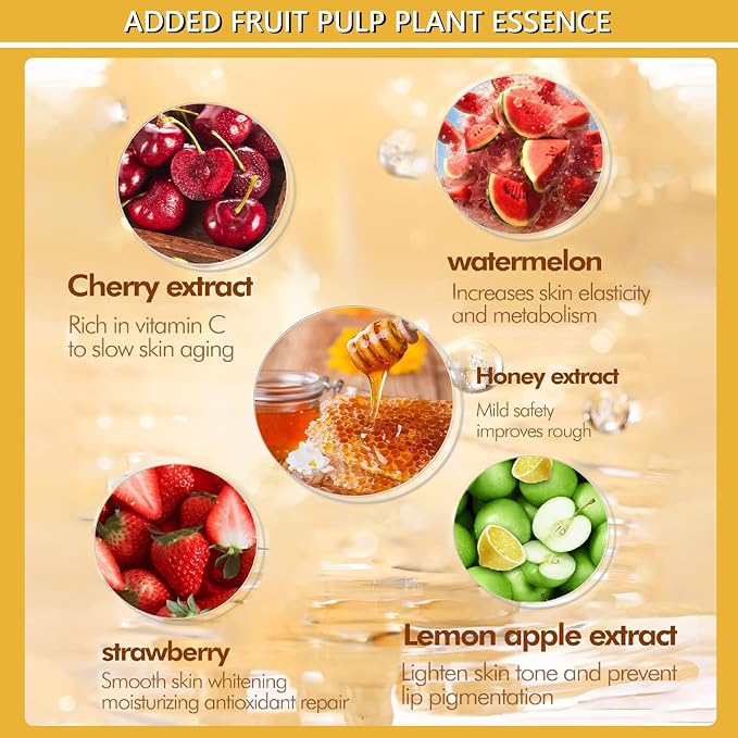 5PCS Bee Lip Balm Honey Pot，Honey&Strawberry&Watermelon&Cherry&Apple Lip Mask - Image 4