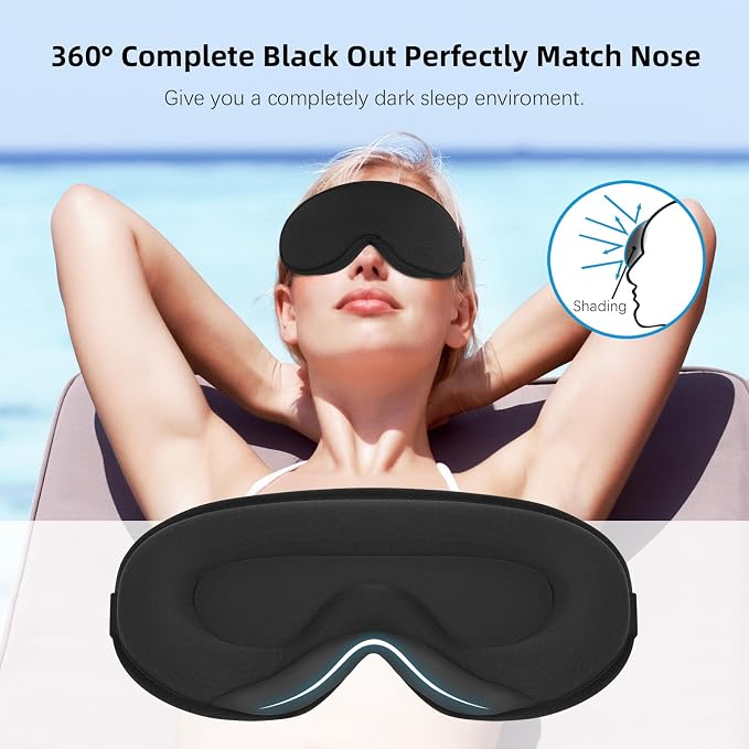 Sleep Mask, 3D Contoured Sleeping Mask, 99% Light Blocking Eye Mask, Zero Eye - Image 2