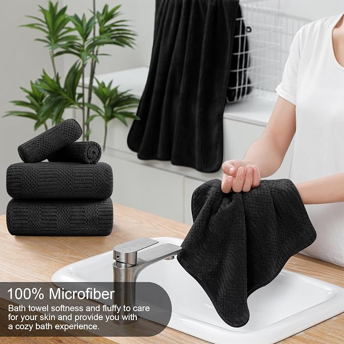 Ycosy 4 Pack Extra Large Microfiber Bath Towels Set, 35x70 inches, Less Lint - Image 3