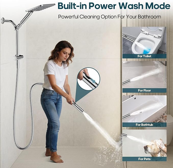 Filtered Shower Head with Handheld Spray Combo High Pressure Rain Shower Head - Image 6