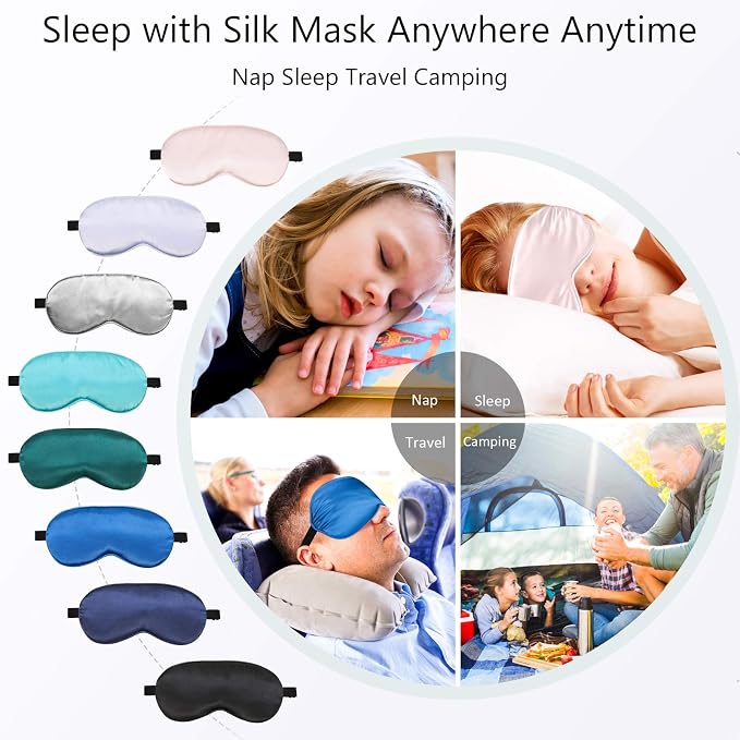 BBTO 8 Pcs Sleep Mask, Silk Eye Mask - Image 4