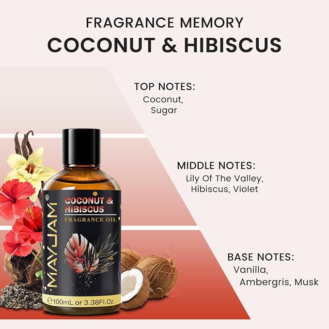 Coconut & Hibiscus Fragrance Oil Essential Oil, MAYJAM 3.38FL.OZ Coconut & - Image 4