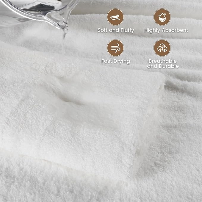 SEMAXE White Bath Towel, 100% Cotton Bath Towel - Image 3
