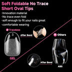 UNA GELLA Short Oval Round Nail Tips Pre Etched Short Oval Gel Nail Tips Soft - Image 5