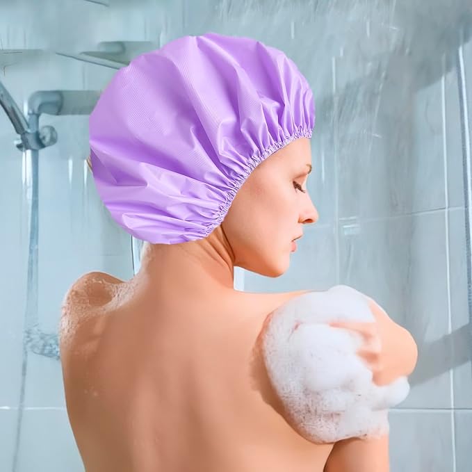 6 PCS Shower Caps for Women, Double Side Waterproof Shower Cap, Reusable - Image 6