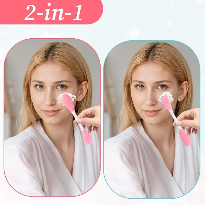 4 Pcs 2 in 1 Double-Sided Facial Scrubber Brush Tool, Facial Cleansing Brush - Image 4