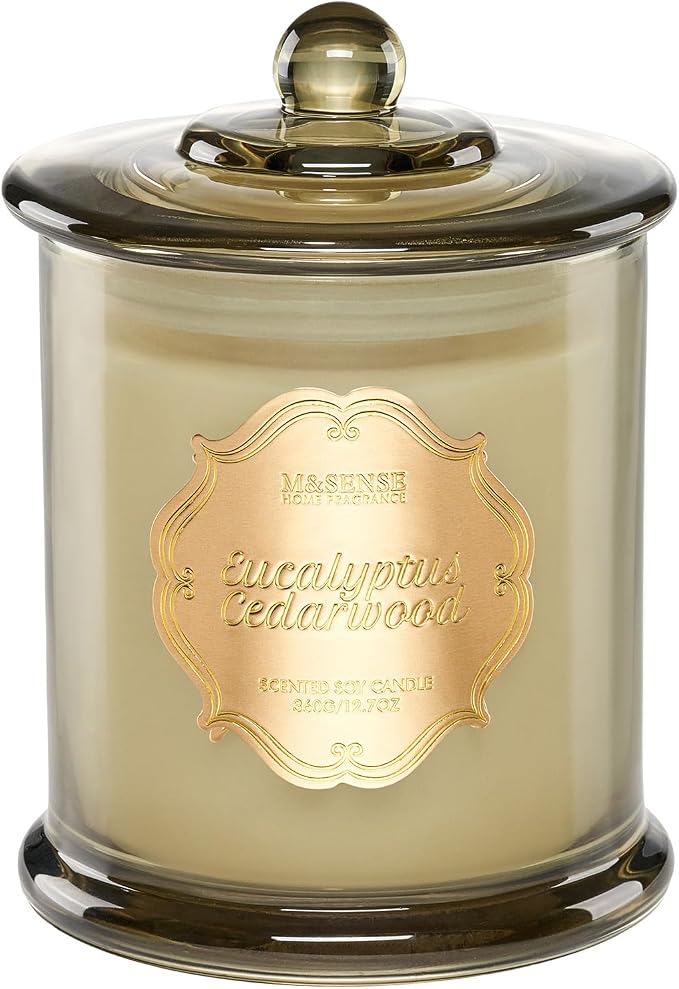 M&SENSE Eucalyptus Cedarwood Soy Candles, 2 Wick 12.7oz Large Jar Candle 75H by MSENSE