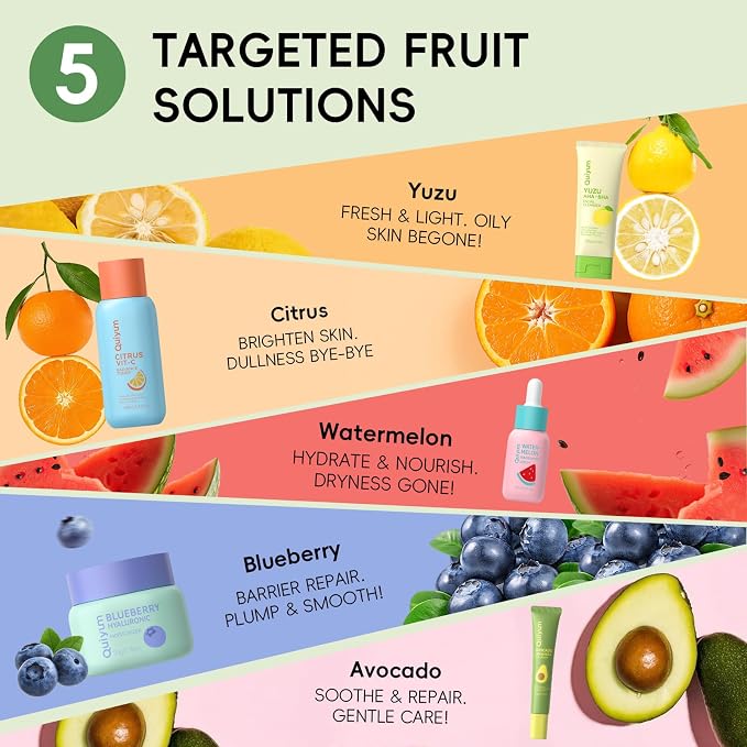 QUIYUM Fruit Skincare for Teens, 5 Daily Routine Beauty Skin Care Sets - Image 3
