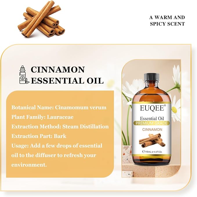 EUQEE Cinnamon Essential Oil 118ml Pure Essential Oil - Image 2