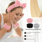 CIEHER 12 PCS Makeup Headband for Women Wrist Washband Scrunchies Cuffs for - Image 6