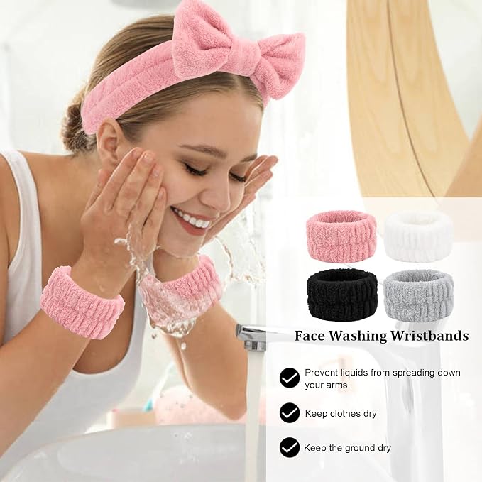 CIEHER 12 PCS Makeup Headband for Women Wrist Washband Scrunchies Cuffs for - Image 6