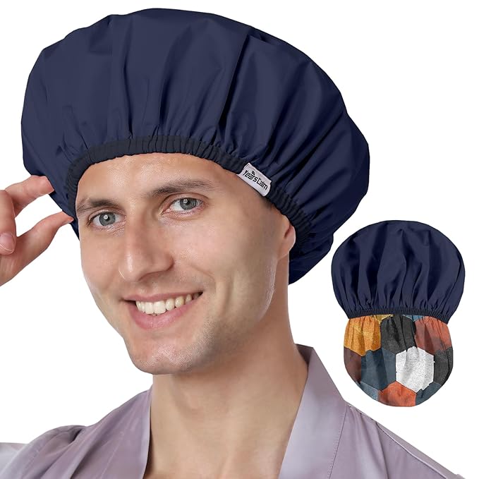 Years calm Men Shower Cap Reusable Waterproof, Dual-Layer Design, Double-Sided by Yearscalm