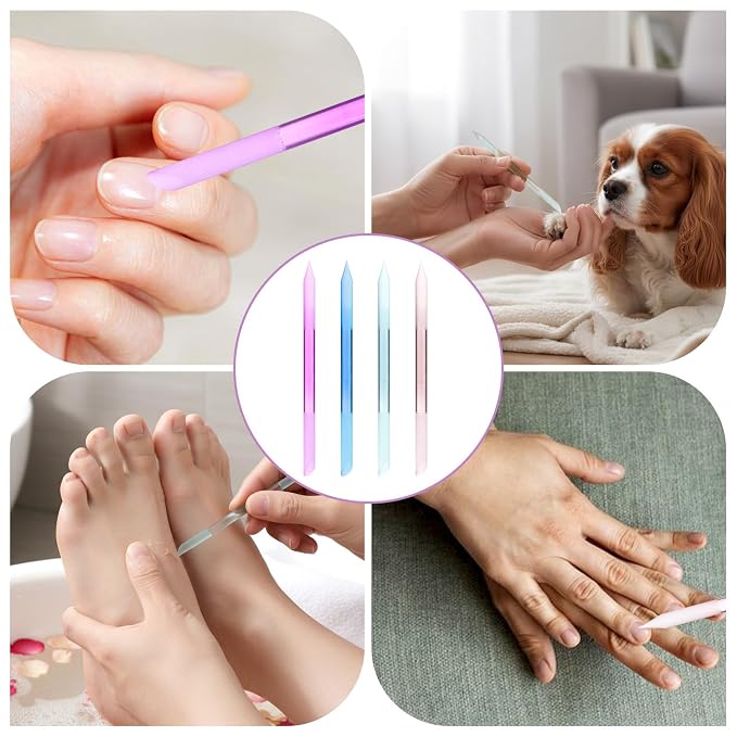 4PCS Glass Cuticle Pusher Tool, Dual-Ended Manicure Stick, Crystal Glass Nail - Image 6