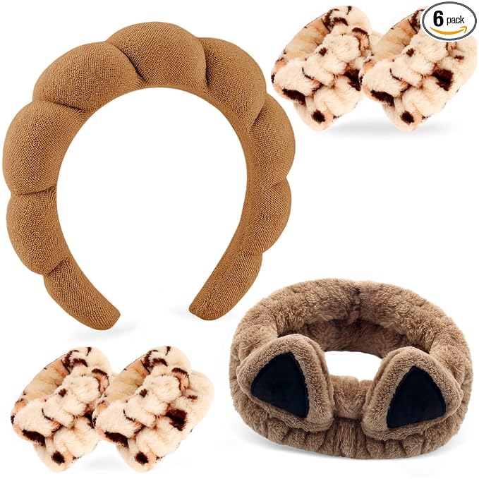 Zkptops 6Pcs Spa Headband for Washing Face Wristband Set Sponge Makeup Skincare by ZKPTOPS
