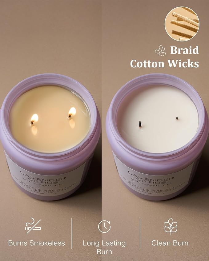 M&SENSE Lavender Citrus Candles, 19.4oz 110H Burn Time Large Natural Soy Candles - Image 5